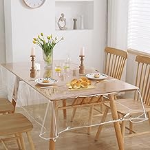 مفرش طاولة شفاف 2.2×1.4 متر، غطاء ترابيزة قابل للغسل ومقاوم للماء والزيت، من بلاستيك PVC يمنع خدش سطح الترابيزة والأثاث، من WDJLNZB