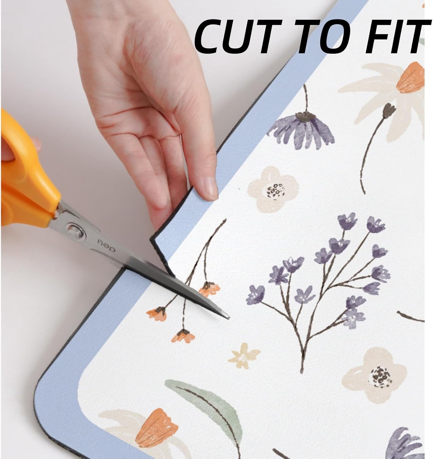 Floral Print Washing Machine Mat for Top Load Washer and Dryer –Non-Slip, Absorbent, Quick-Dry Refrigerator Dust Cover Pad–Decorative Kitchen Protector Mat (Orange Floral, 24''x16'')