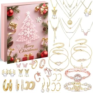 Jewelry Advent Calendar 2026 for Women Christmas Countdown 24 Days Christmas Advent Calendar Fashion Bracelet Necklace Ring Earrings for Women Daughter Friend Wife Mom Best Countdown Surprises Gifts