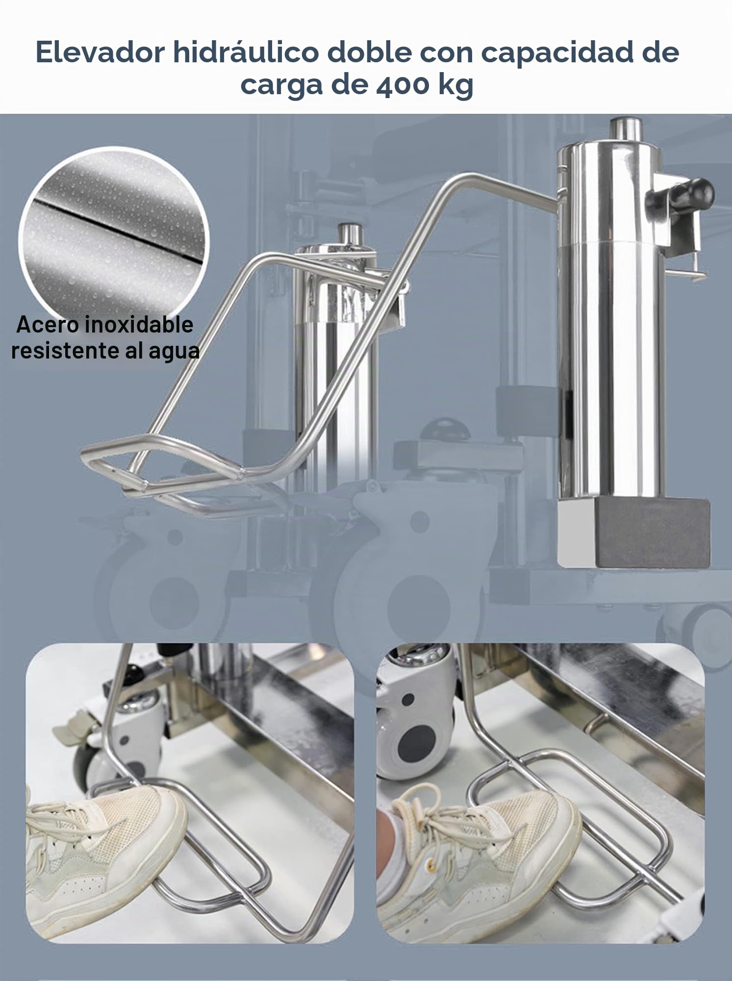 BOTOWI Elevador Hidráulico Doble para Pacientes, Silla de Transferencia Corporal, Silla de Ducha de Altura Ajustable con Cómoda, Silla de Ruedas de Transferencia para Personas Mayores