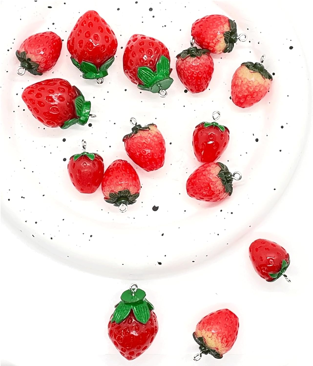 24PCS Strawberry Resin Pendants Charms, 3 Styles Resin Pendant with Iron Loop, Cute Fruit Charms Ornament, 3D Simulation Fruit Pendant Charms for Necklace Bracelet Earrings Jewelry Making DIY Crafts - Image 6
