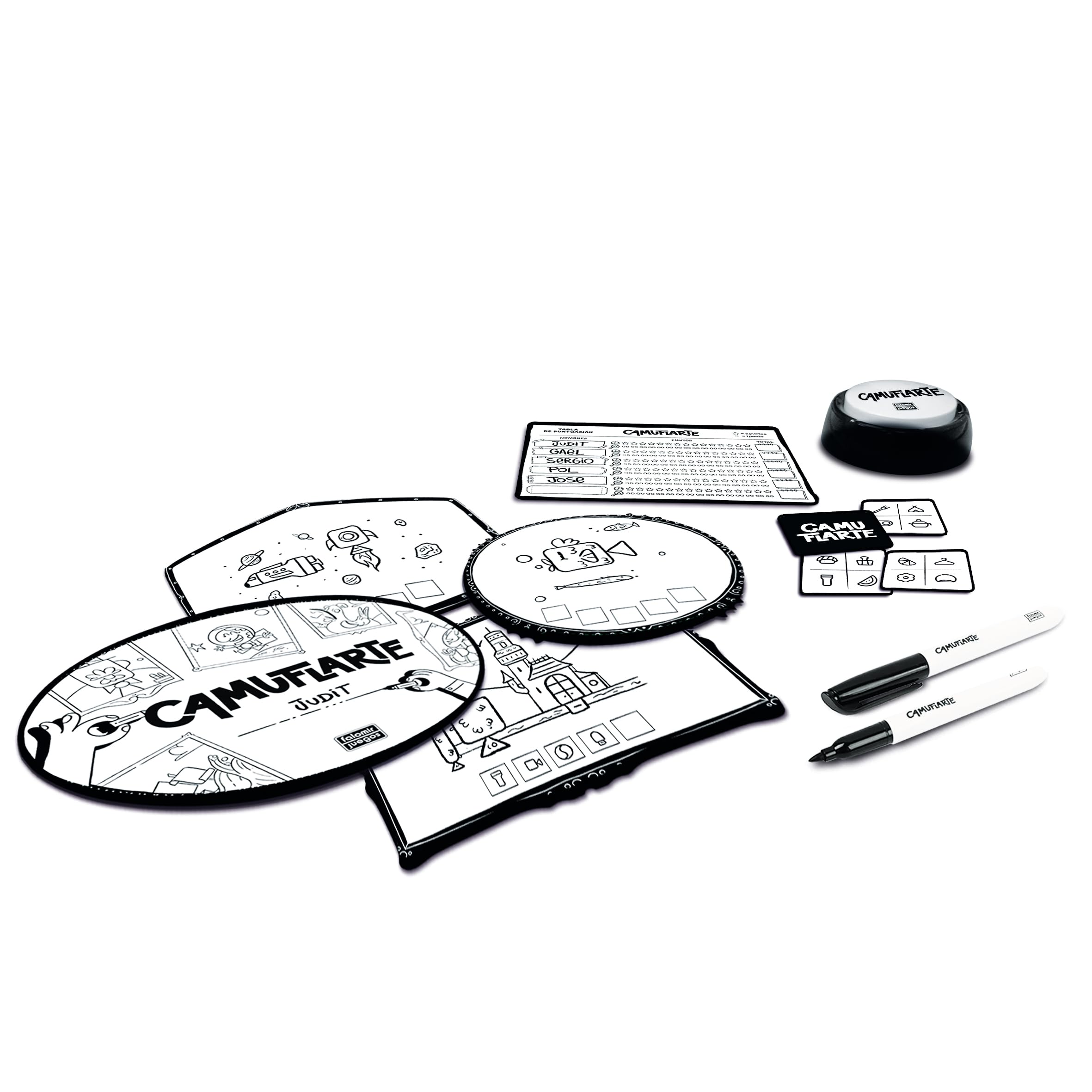 CAMUFLARTE – Juego de Dibujo y Observación para Familias y Amigos | Party Game Creativo y Divertido | 3-6 Jugadores |+8 Años |Juego de Mesa Rápido con Pizarras