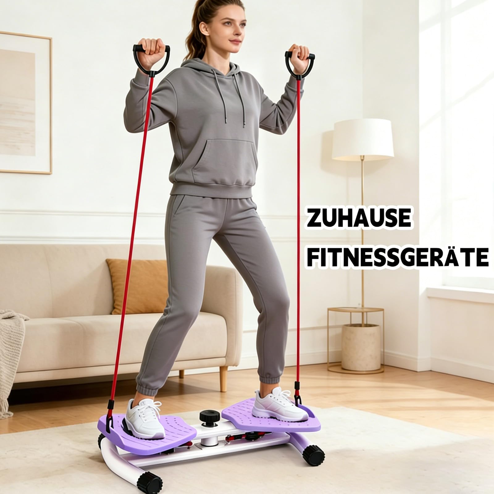 Pilates Board, Hüfttwister Bauchmuskeltrainer, Twist Waist Disc Borad mit 2 Widerstandsbändern für Core-Training, Schlanke Taille (Lila)