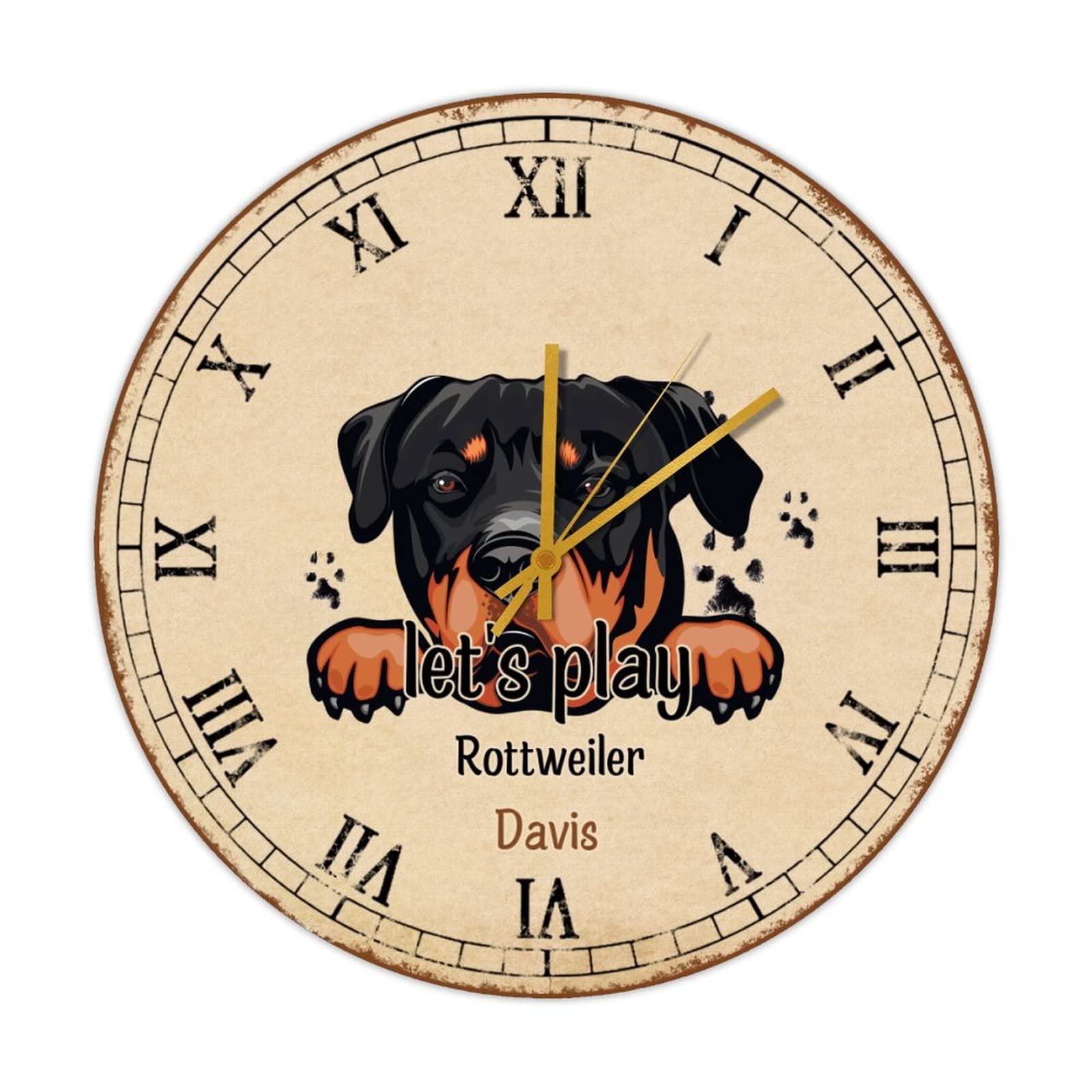 Horloge murale ronde en bois à quartz Let's Play de 38 cm pour salon