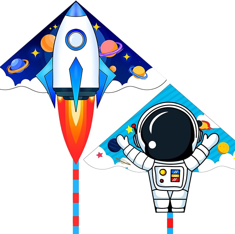 Kites ，Easy to Fly for Kids and Adults& Beginner, Outdoor Kite for Boys & Girls Toy,Perfect for Beaches and Parks & Family Fun (Rocket Astronaut, 2)