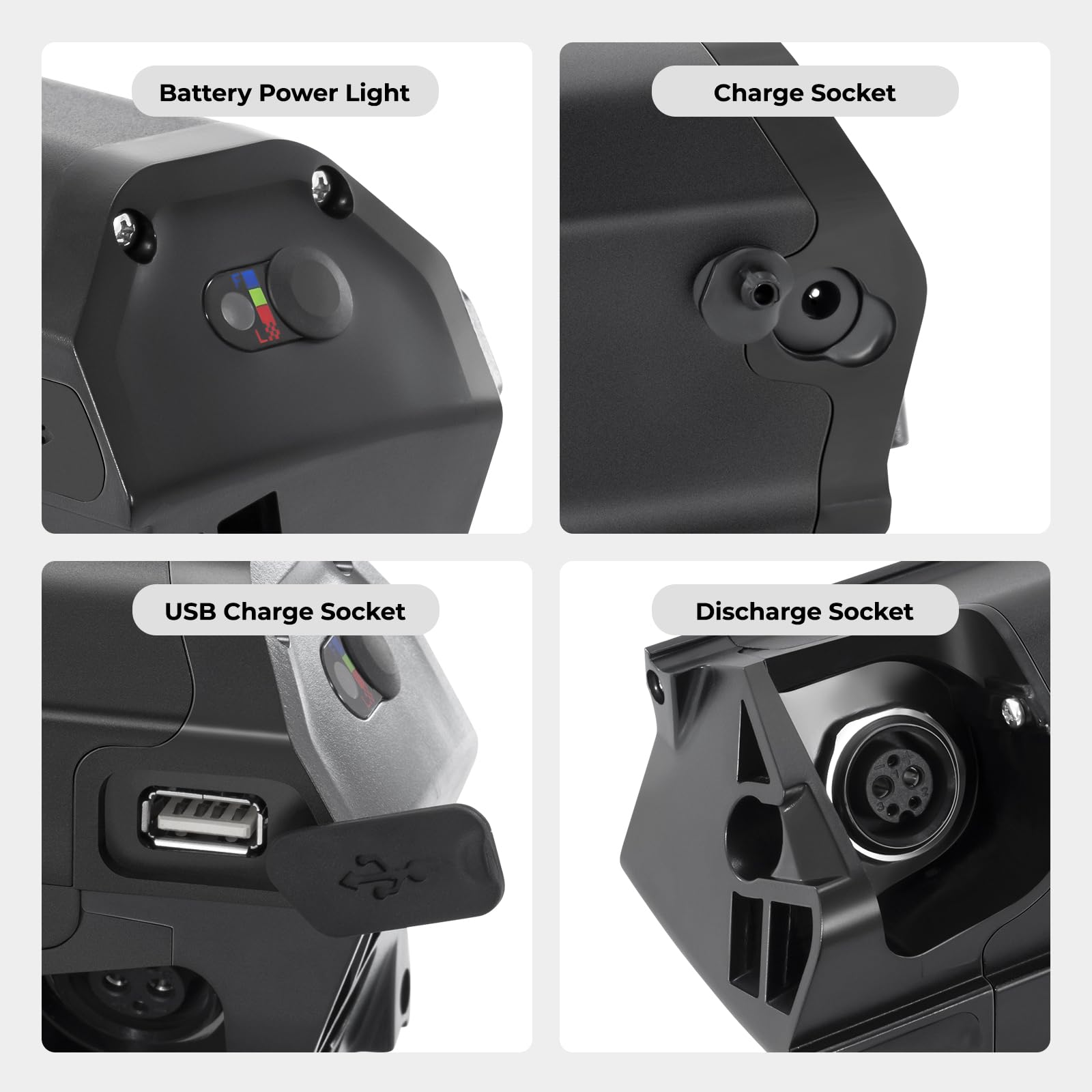YOSE POWER Ebike Akku 36V 12.8Ah JYPro 5 Pin Lithium-Ionen Batterie für 36V 250W / 350W / 500W / 700W Motor mit USB für Surpass, Nakamura