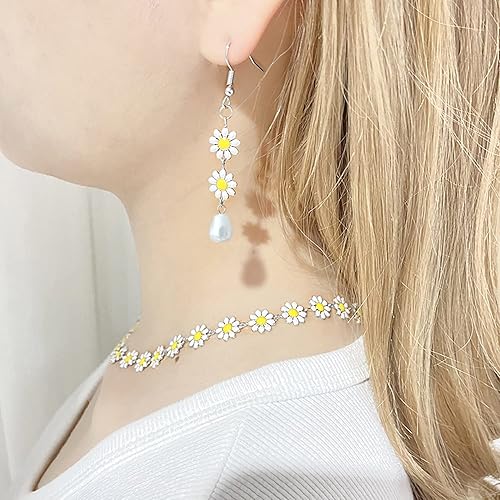 Miniatura 7 de Cute Daisy Flower Necklace Fashion Jewelry For Women Chrysanthemum Choker Bohemian Enamel Sunflower Neck Jewelry For Women Girls 14 (Necklace)