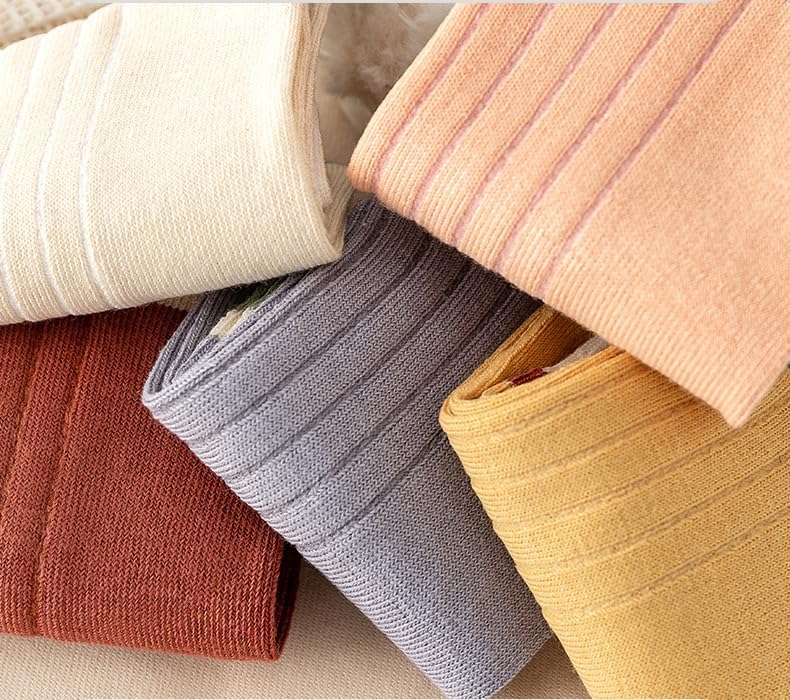 5-Pack Colorblock Print Women's Crew Socks Cute Printed Designs Toe-Seamed & Soft One-Size Fits Most - Image 2