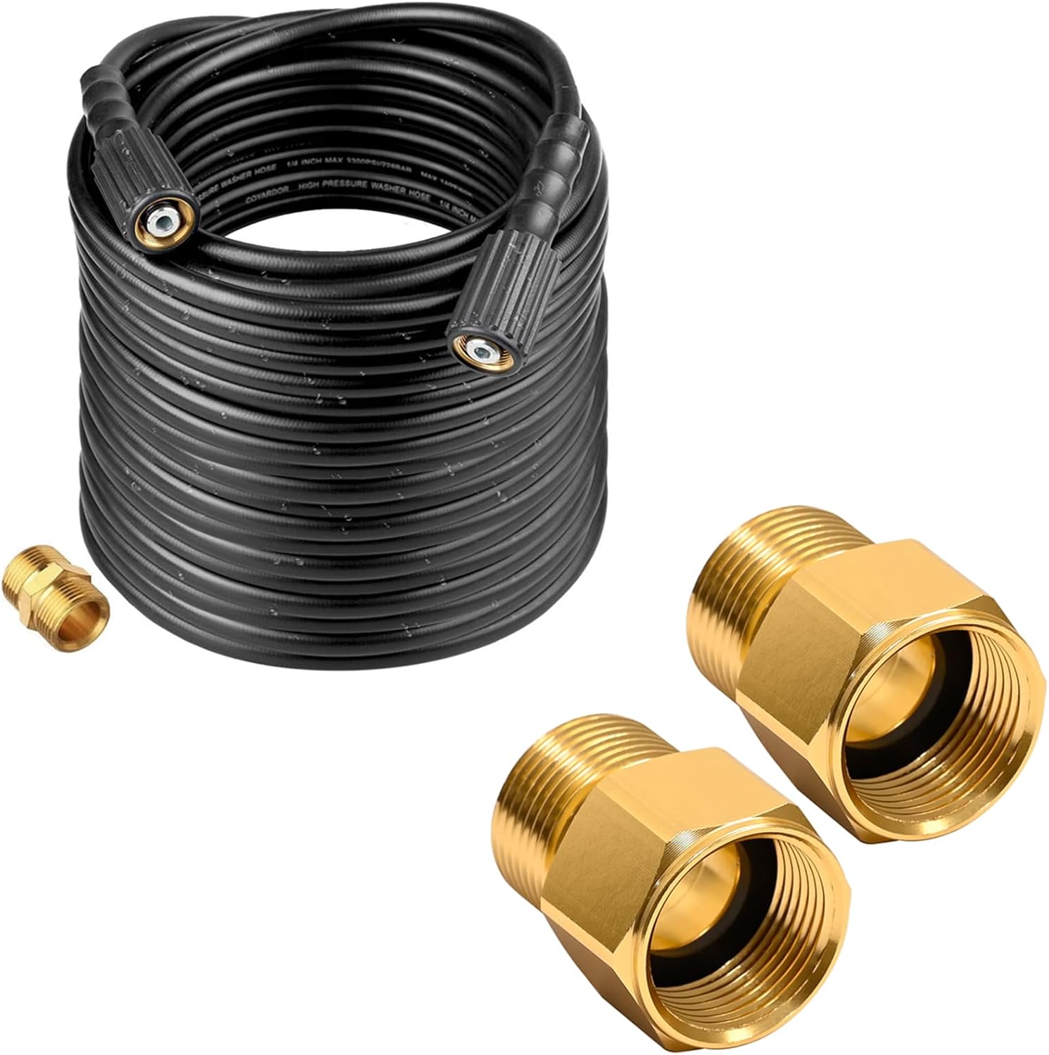 TOOLCY Pressure Washer Hose 50ft 3300 PSI Kink Resistant, 2 Pack M22 15mm Female Thread to M22 14mm Male Fitting