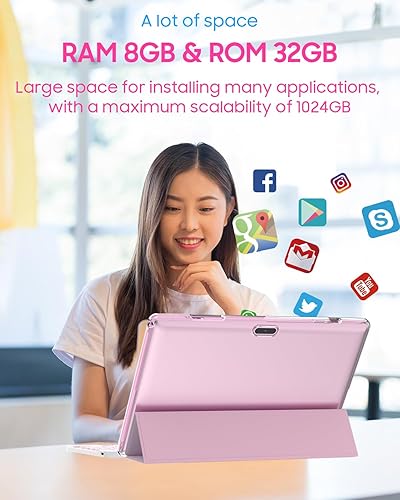 Miniatura 5 de Tablet 2 en 1 con estuche de teclado, ratón y stylus, tableta de 10 pulgadas Android 14 Tablets PC, 6GB RAM+32GB ROM compatible con 1TB expandible