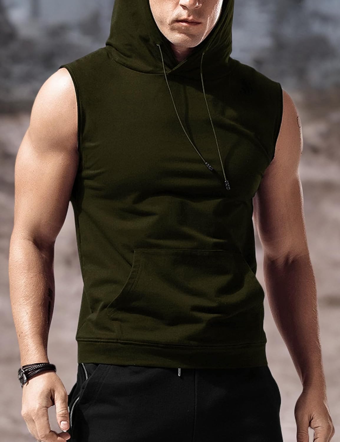 Babioboa Men's Workout Hooded Tank Tops Sleeveless Gym Hoodies Bodybuilding Muscle Cut Off T-Shirts - Image 6