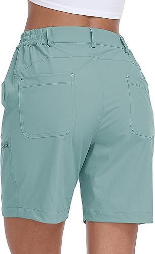 Miniatura 3 de MoFiz Pantalones cortos de golf para mujer de 7 pulgadas, de secado rápido, bermudas ligeras con bolsillos