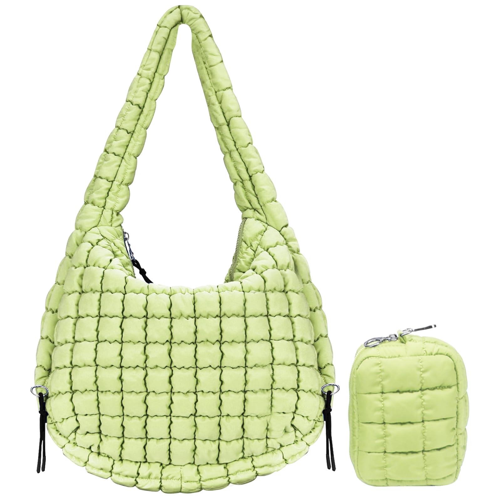 MaijjLyn Large Quilted Tote Bag with Pouch-Crossbody Puffer Tote Bags Oversized Carryall Bubble Bag Quilted Hobo Purse
