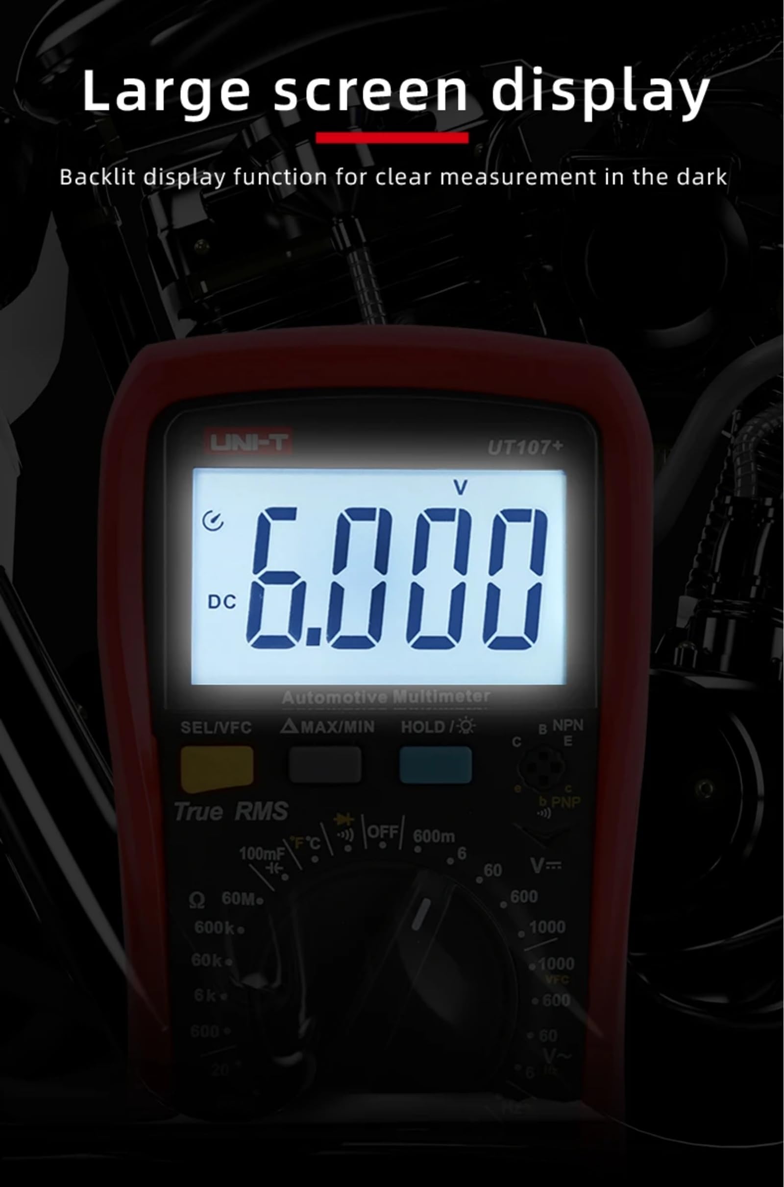 UNI-T UT107+ Automobile Multimeter High Precision True RMS Automobile Automatic Range Actual Value Digital Multimeter.