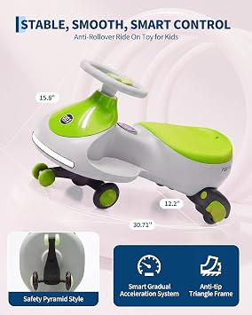 Garvee 12V Electric Wiggle Car for Toddler,2 in 1 Swing Car with Pedal,4MPH
