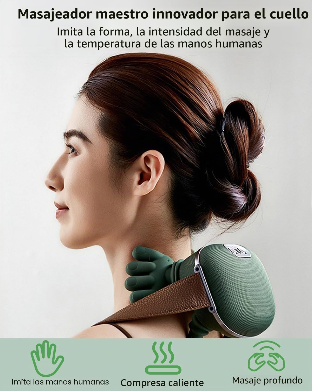 Masajeador 4D para el Cuello y la Espalda, Masajeador de Ajuste de Tres Marchas, con Función de Compresa Caliente, Diseño Portátil, Ideal para Oficinas y Viajes para Aliviar Espasmos Musculares