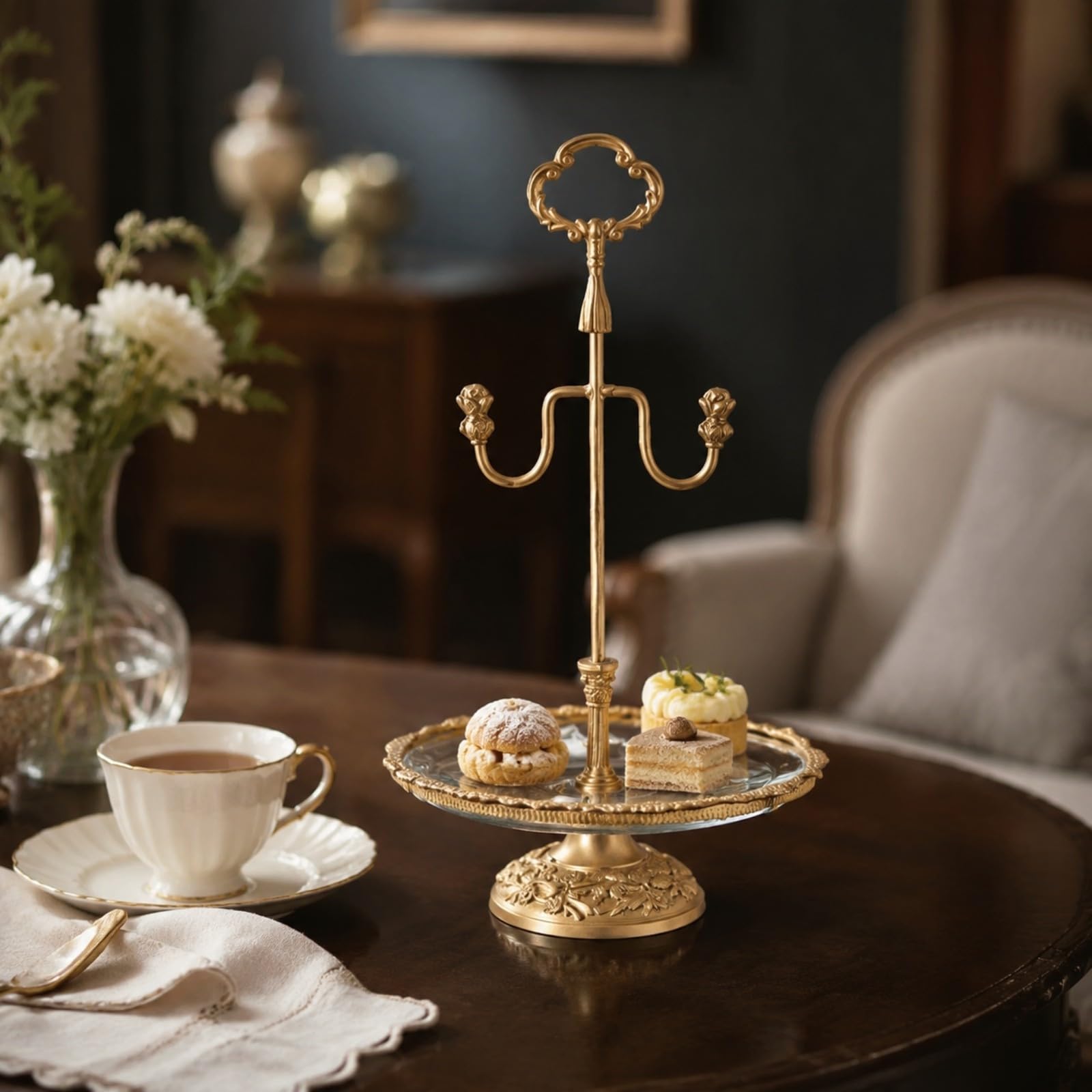 Milageto Présentoir à Pâtisseries Plateaux Surélevés Style Européen Présentoir Service Support Central Vertical Ornemental pr lon, Style D