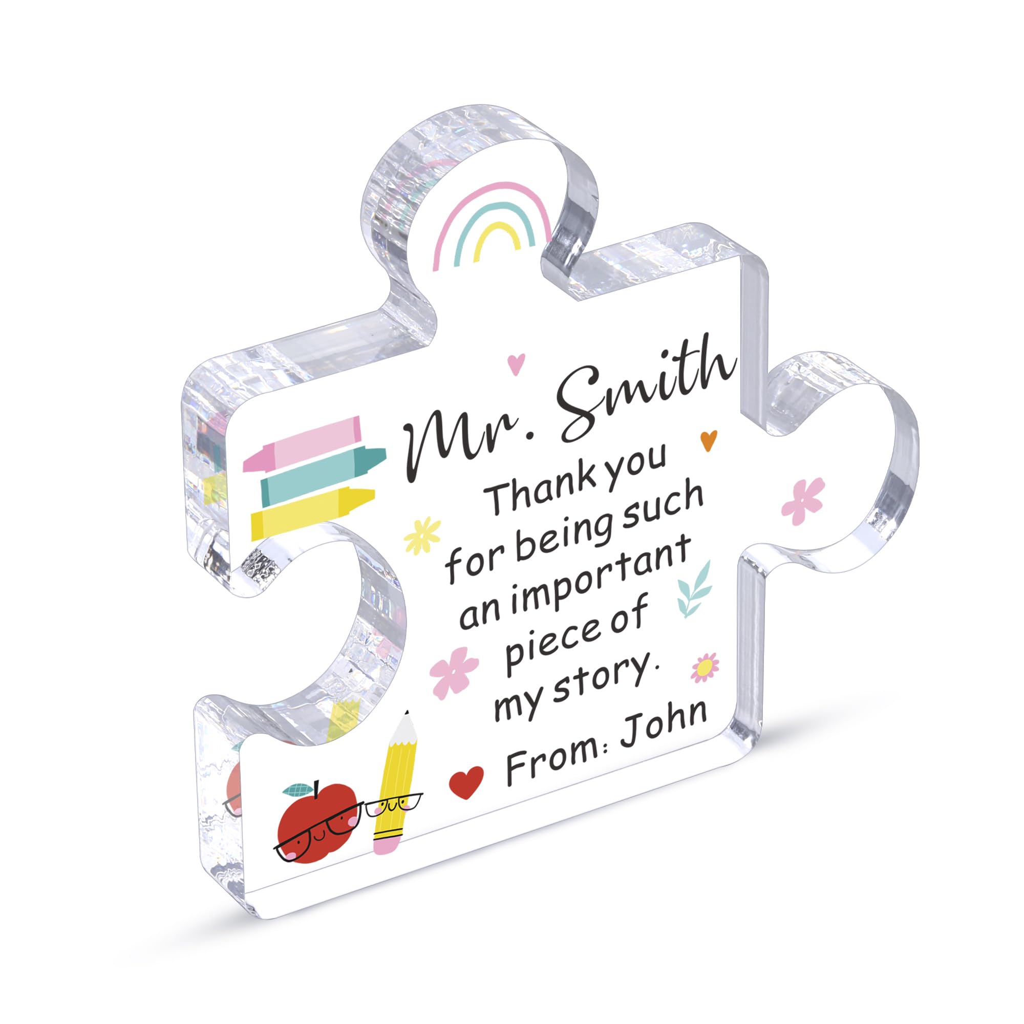 Teacher Appreciation Gift Custom Engraved Appreciation Gifts for Women Men on Teacher's Day Birthday Farewell Christmas Personalized Thank You Present