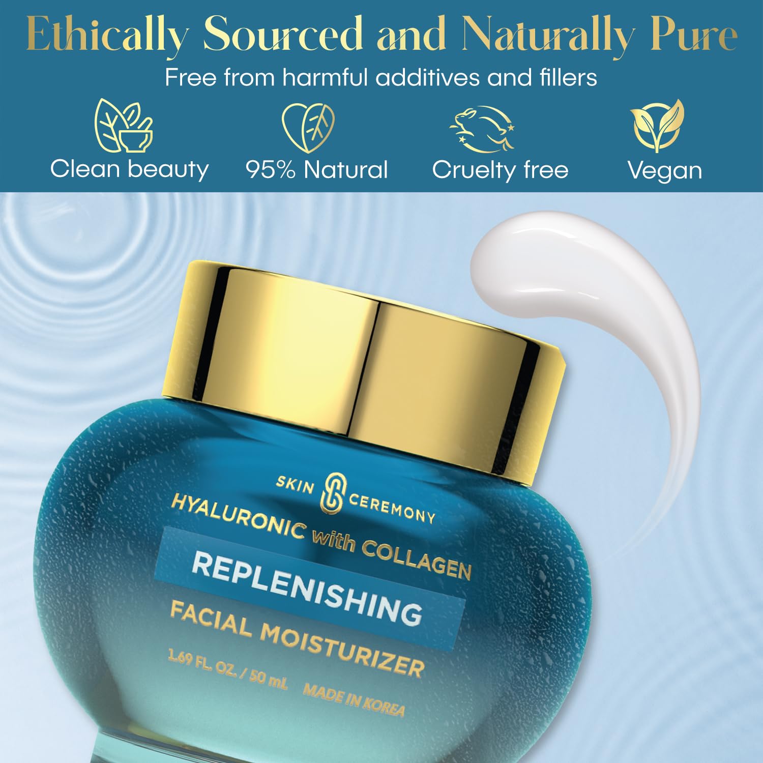 Hyaluronic Acid & Collagen Replenishing Moisturizer - Deep Hydration & Moisture Retention, Anti-Aging - Dermatologist Tested, Clean Beauty, Korean Skin Care - 1.69 FL.OZ. (2 Pack) - Image 6