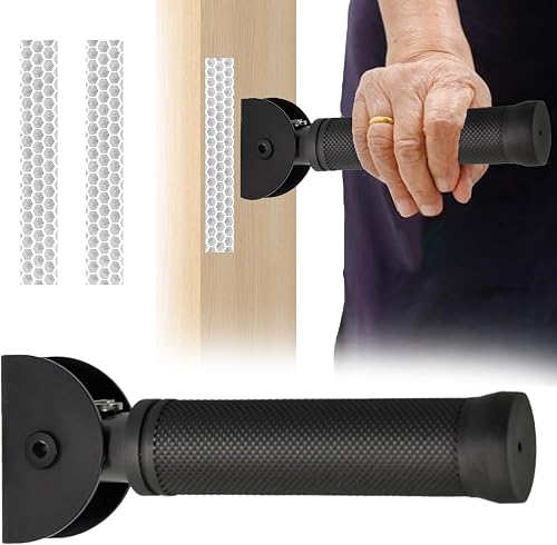 Codonen Flip-Up Grab Bar for Seniors, 8.3-Inch Wall Mount Handle, Magnetic Fold-Away, 300 lb Capacity, Black