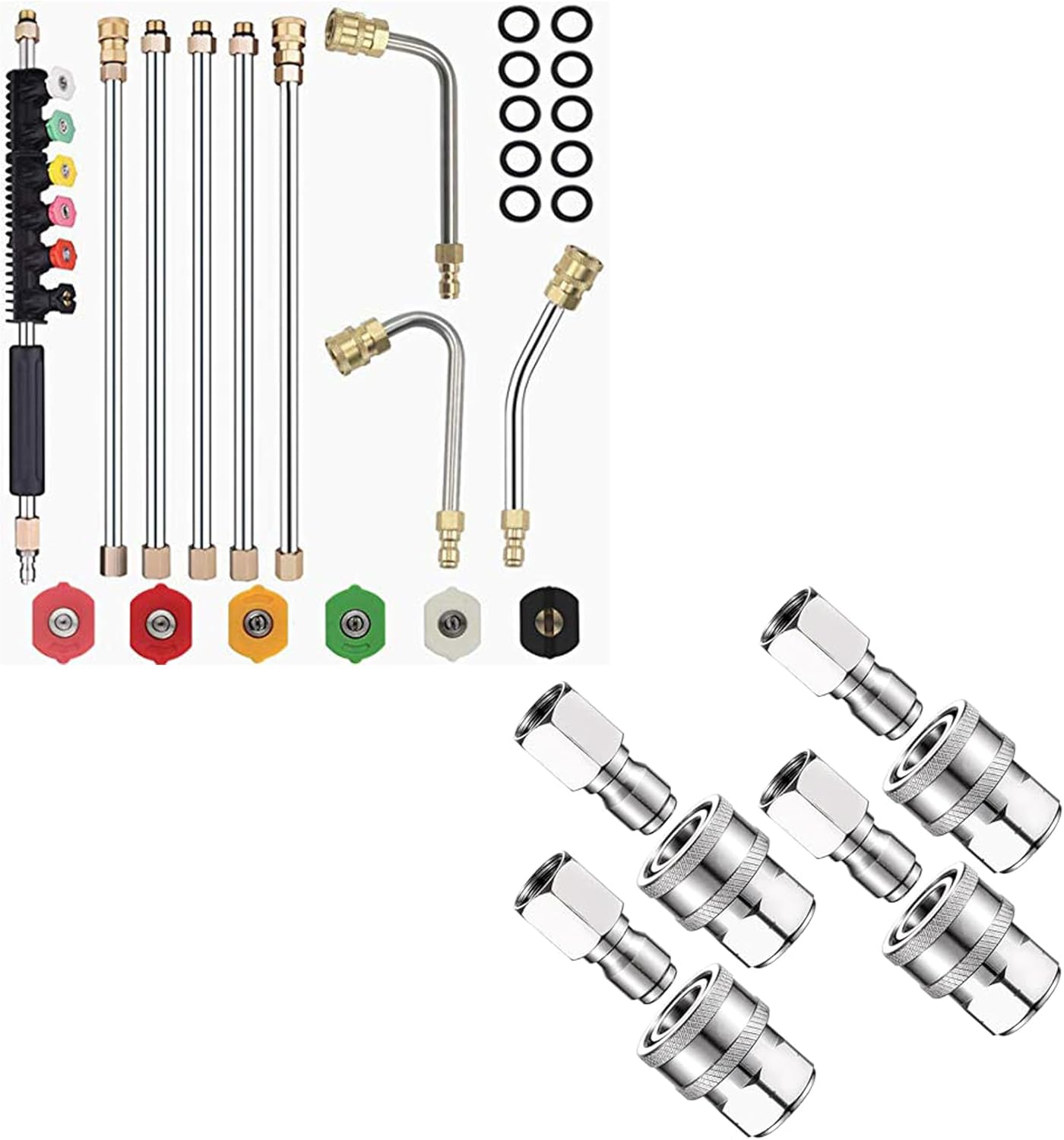 Selkie Pressure Washer Extension Wand With 3/8" Quick Connect, 8Pack Fittings