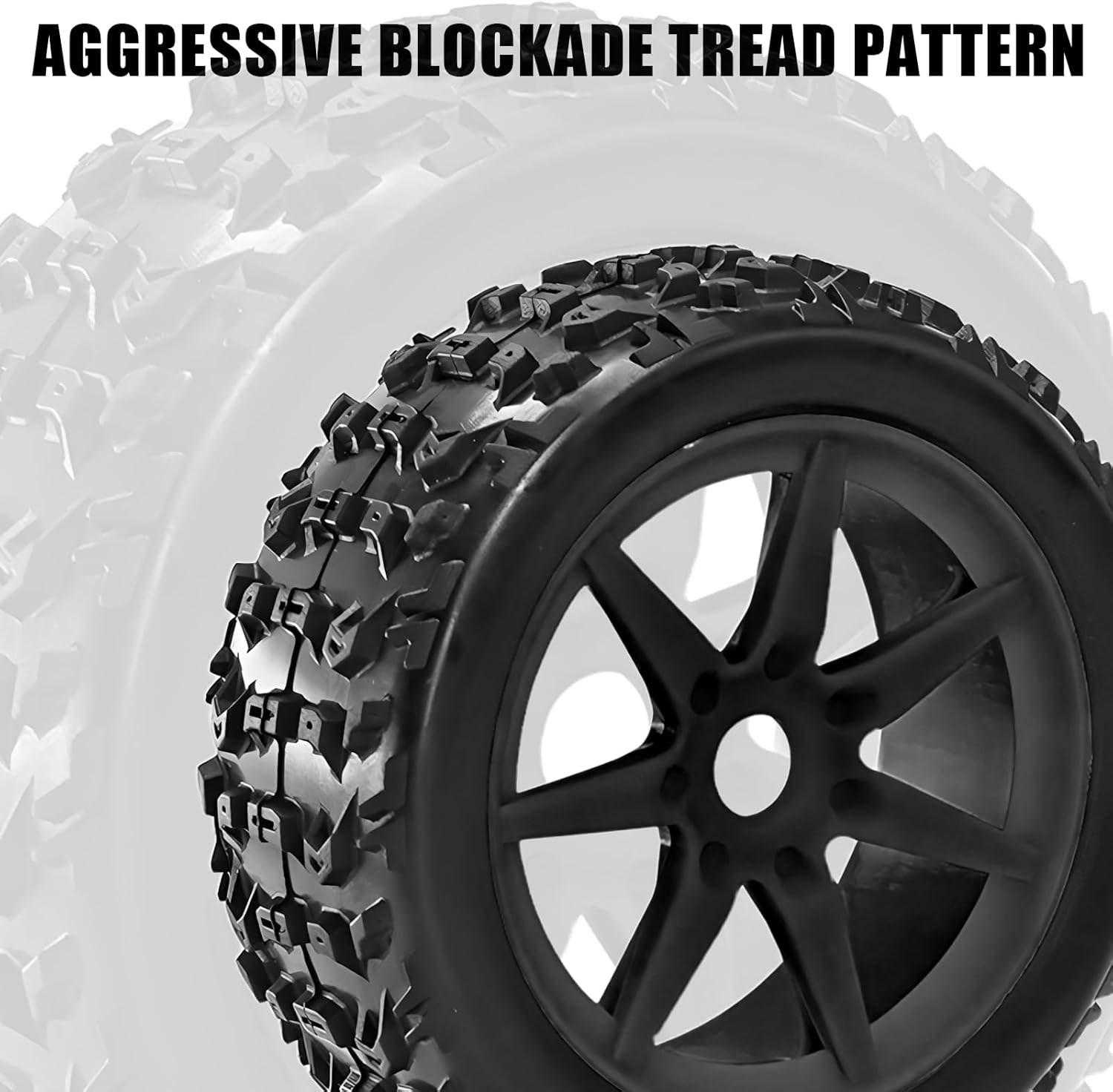 1/8 RC Off-Road Buggy Racing Tires and Wheels 17mm Hex RC Tires with Foam Inserts for ARRMA 1/8 Typhon 3S/6S Losi 8IGHT HongNor FS Racing KYOSHO MP10 MP9 MP9e Neo HSP Hyper. (4PCS/Set)