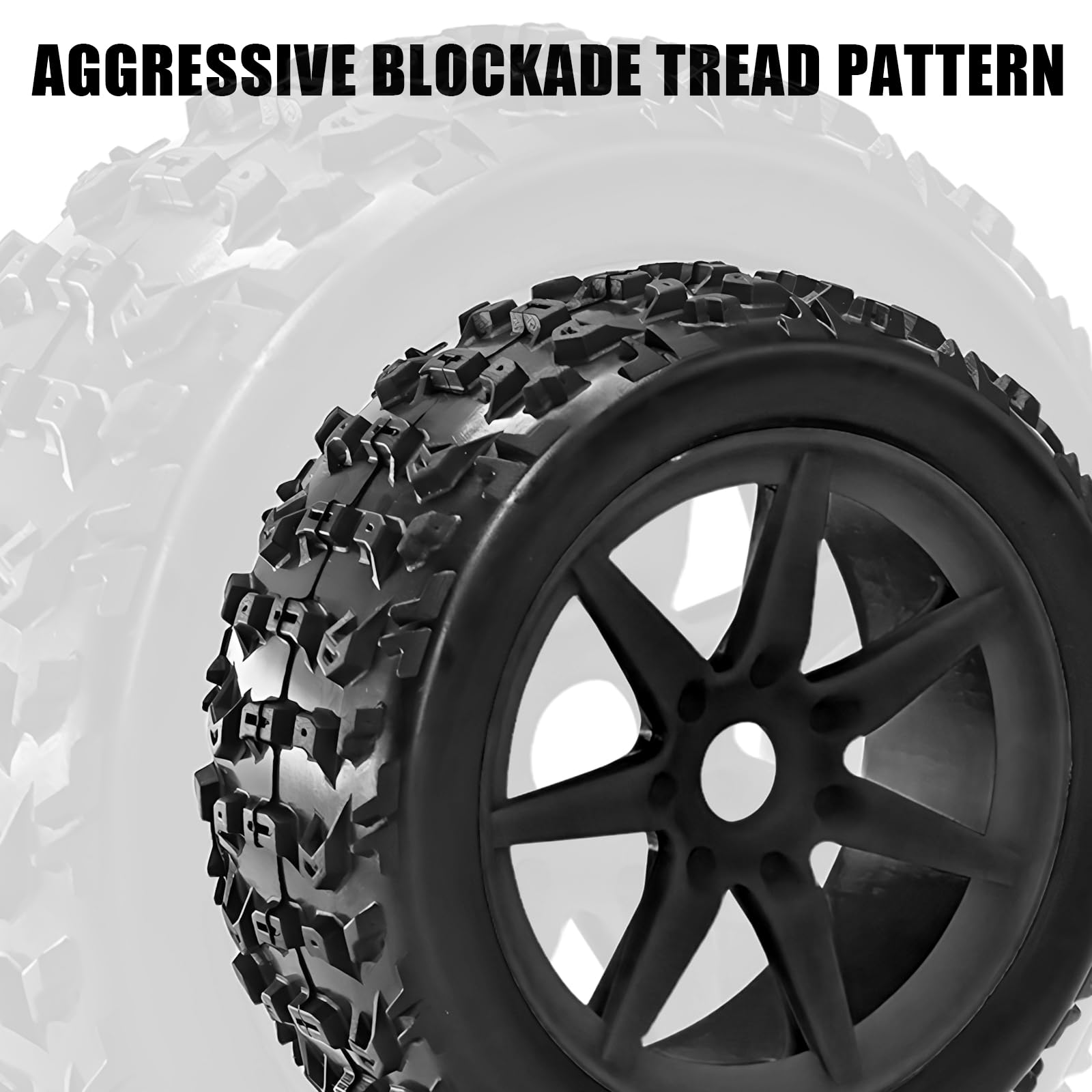 RcThjia 1/8 RC Off-Road Buggy Racing Tires and Wheels 17mm Hex RC Tires with Foam Inserts for ARRMA 1/8 Typhon 3S/6S Losi 8IGHT HongNor FS Racing KYOSHO MP10 MP9 MP9e Neo HSP Hyper. (4PCS/Set) - Image 3