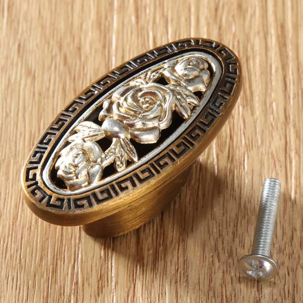EBZFASO European Style Handles, Retro Aluminum Alloy Wardrobe Closet Cabinet Drawer Door Handle(Single hole)