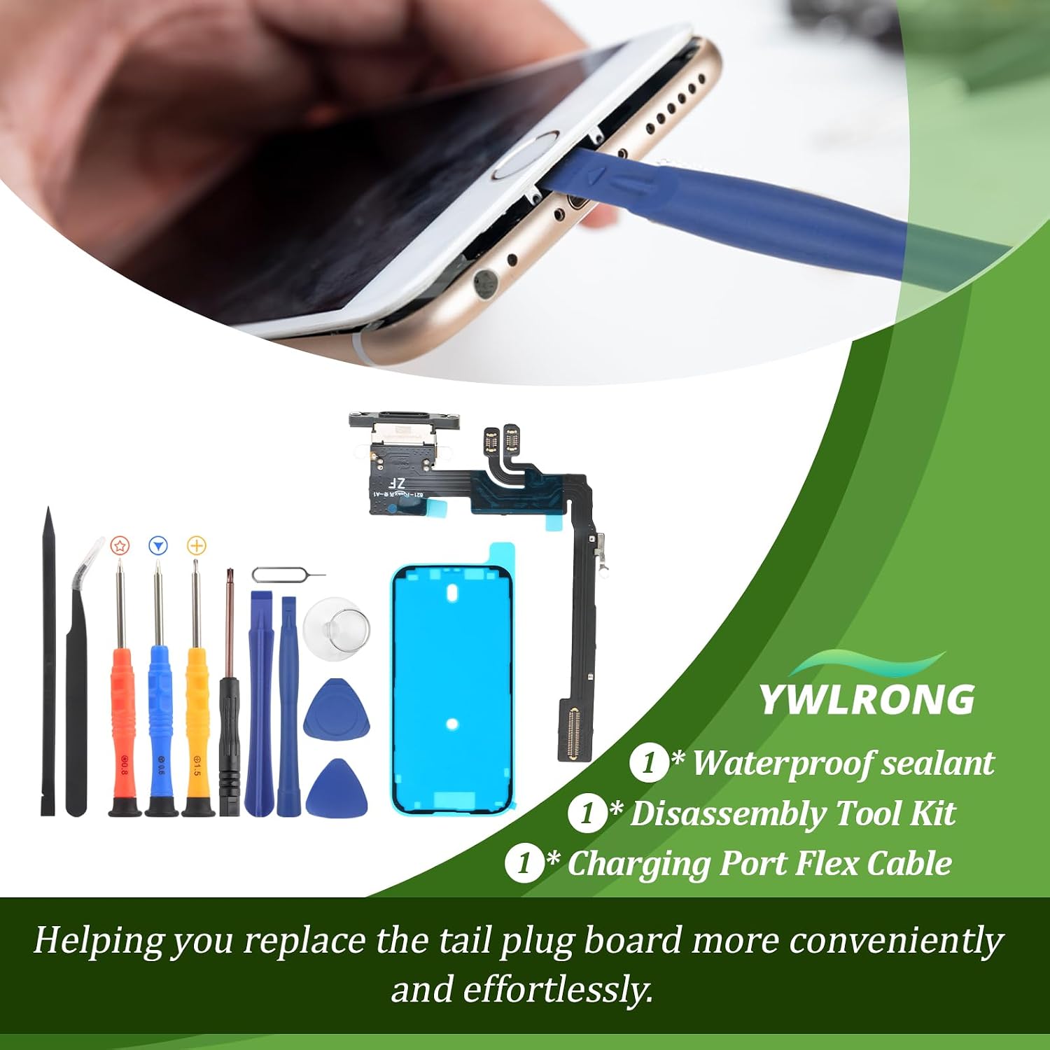 Dock Connector for iPhone 16 Pro Charging Port Flex Cable Replacement for iPhone 16 Pro A3293 A3083 A3292 A3294 USB Charger Dock Board Connector with Tools(Black)