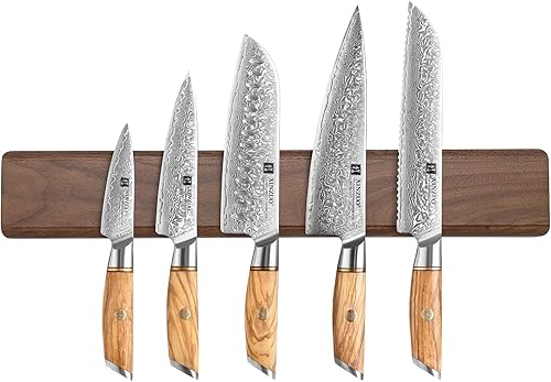XINZUO Juego de 6 cuchillos de chef de 73 capas de acero de Damasco, forjado a mano, afilado y afilado, cuchillo de cocina de chef Santoku, cuchillo