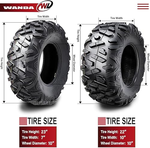 Miniatura 3 de WANDA Juego de neumáticos ATV 23x7-10 y 22x10-10 para Polaris Scrambler 95-09 400L 500