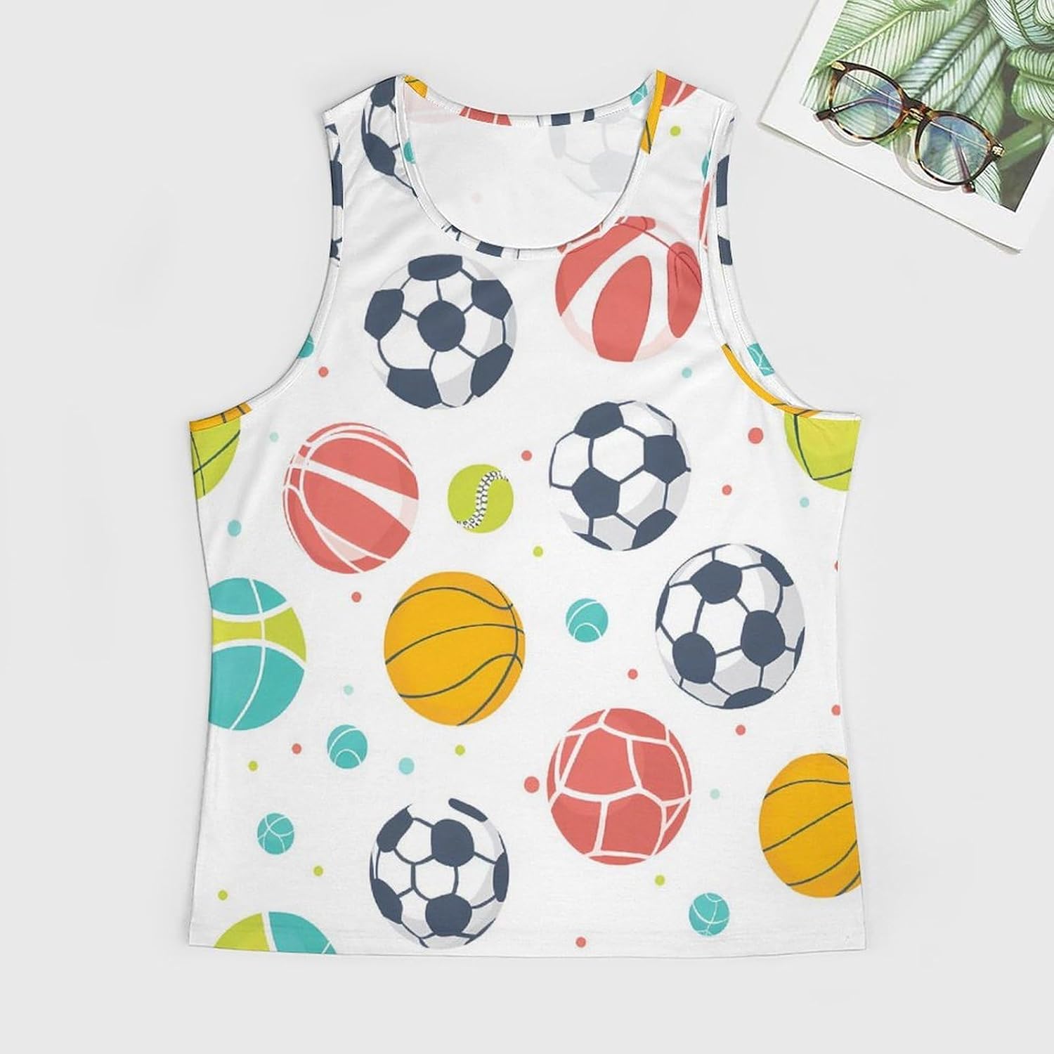 Cute Sports Balls Mens Breathable Printed Tank Top 5XL