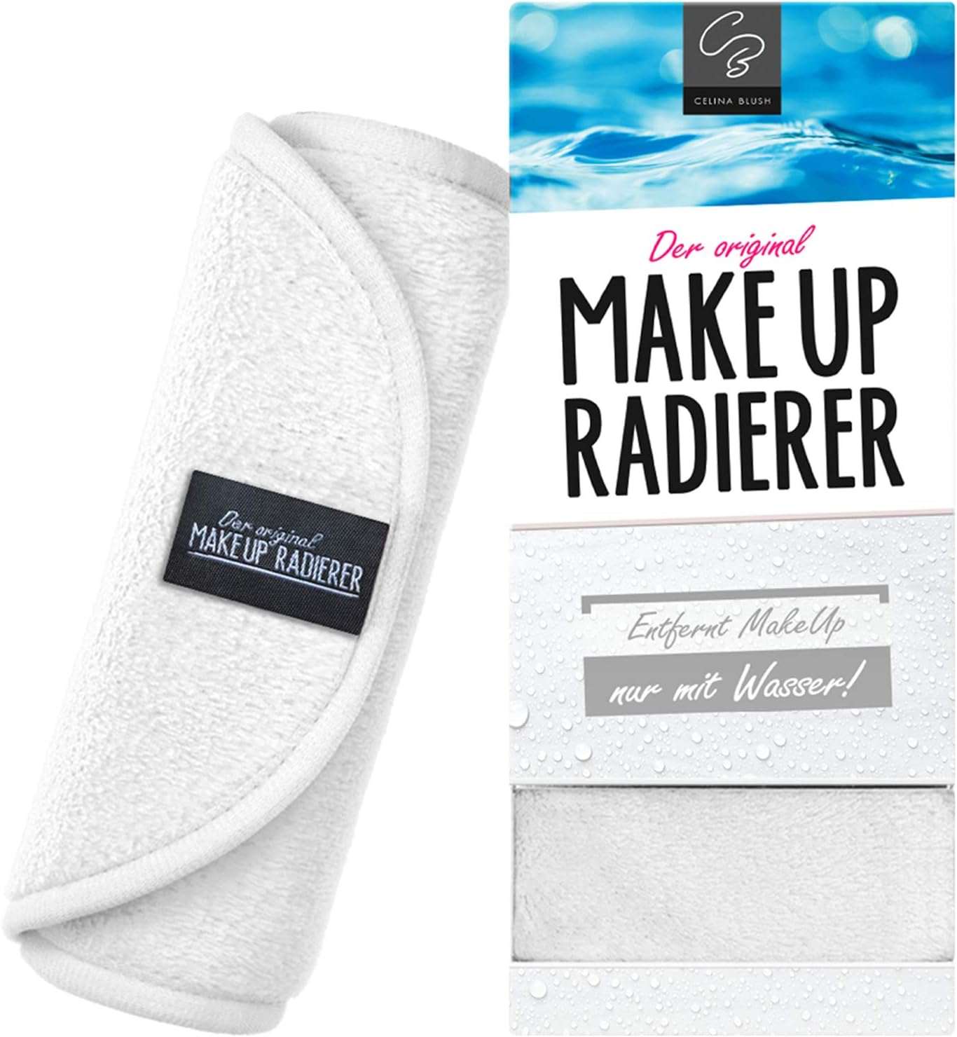 Original CELINA BLUSH Microfiber Make-Up Remover Cloth | Removes Make Up just with Water | Machine washable and Reusable | Facial cleansing Towel | Face Skin cleaning tissue | Hypoallergenic | White