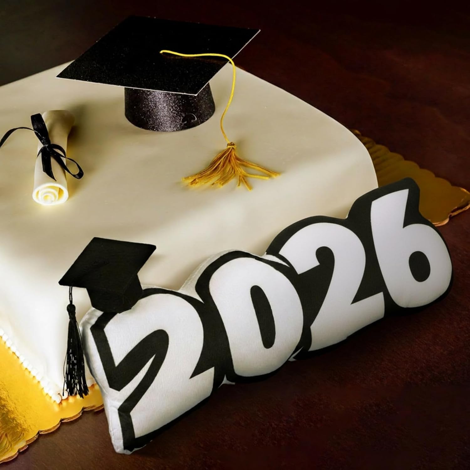 Beeveer Class of 2026 Autograph Stuffed Pillow 15.7" Graduation Autograph Stuffed Pillow Graduation Guest Signature Gifts Grad Party Sign in Decor for High School College(Black,Classic)