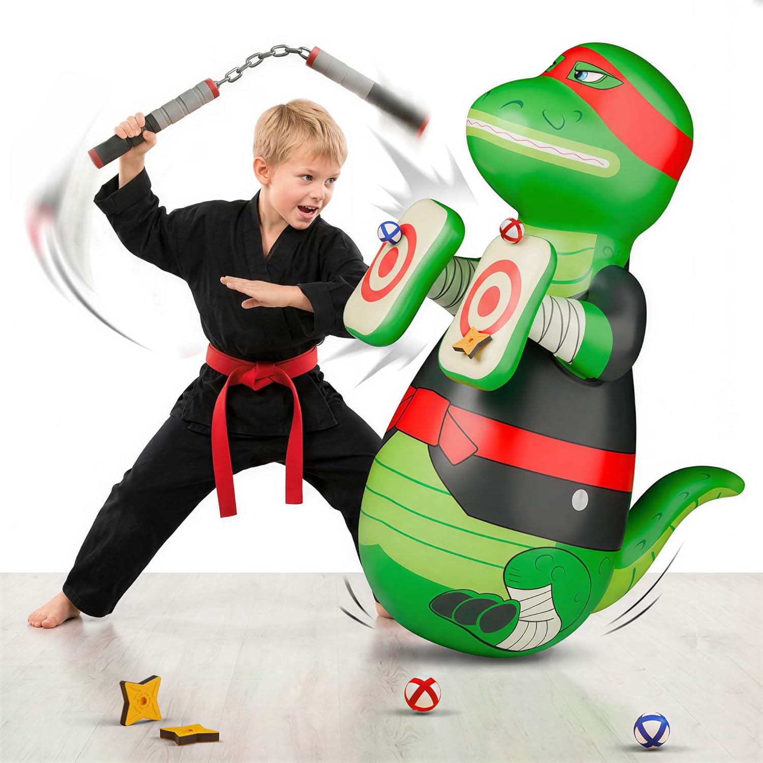 iPlay, iLearn Inflatable Punching Bag for Kids, Toddler 49" Blow up Boxing Bop Bag Toys, Training Bopper W/Ball Toss Game, Indoor Outdoor Fun Sports Activiy, Birthday Gift 3 4 5 6 7 8-12 Yr Child Boy