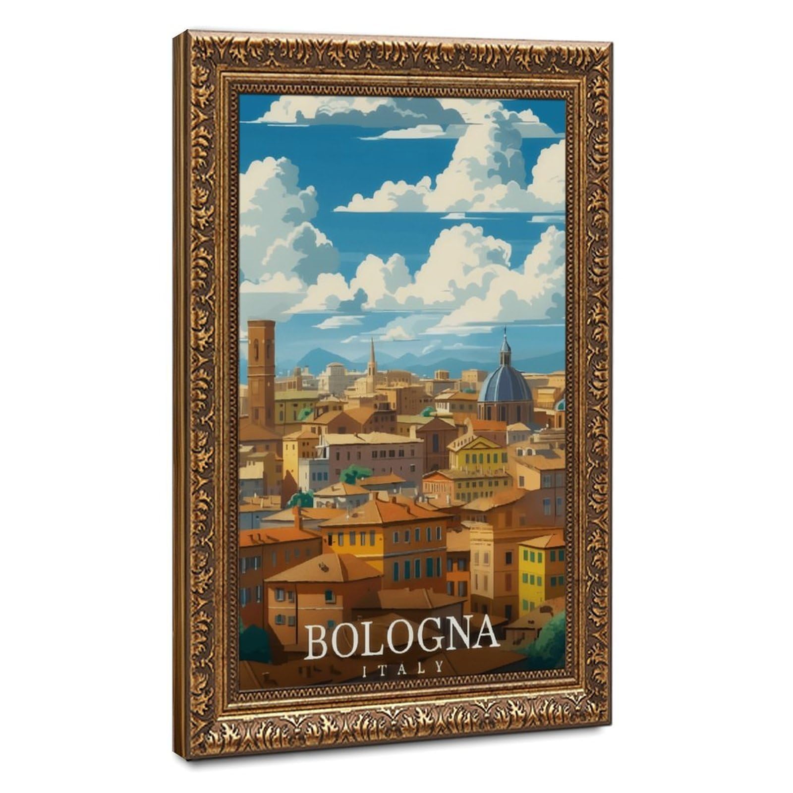 Poster su tela a tema viaggi Bologna, Italia (3), decorazione per camera da letto, ufficio, stanza, regalo, 40,6 cm L x 61 cm W