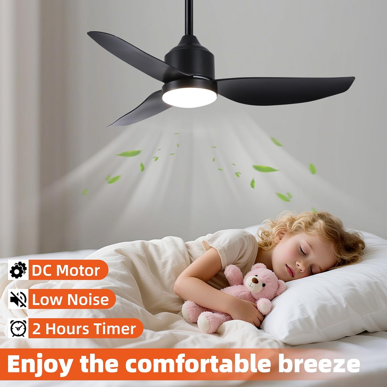 Outdoor Ceiling Fan with Light, 42 Inch Black Waterproof Outdoor Patio Fan with Remote Control, Reversible Quiet DC Motor, 3-Color Dimmable LED for Gazebo, Porch - Image 8