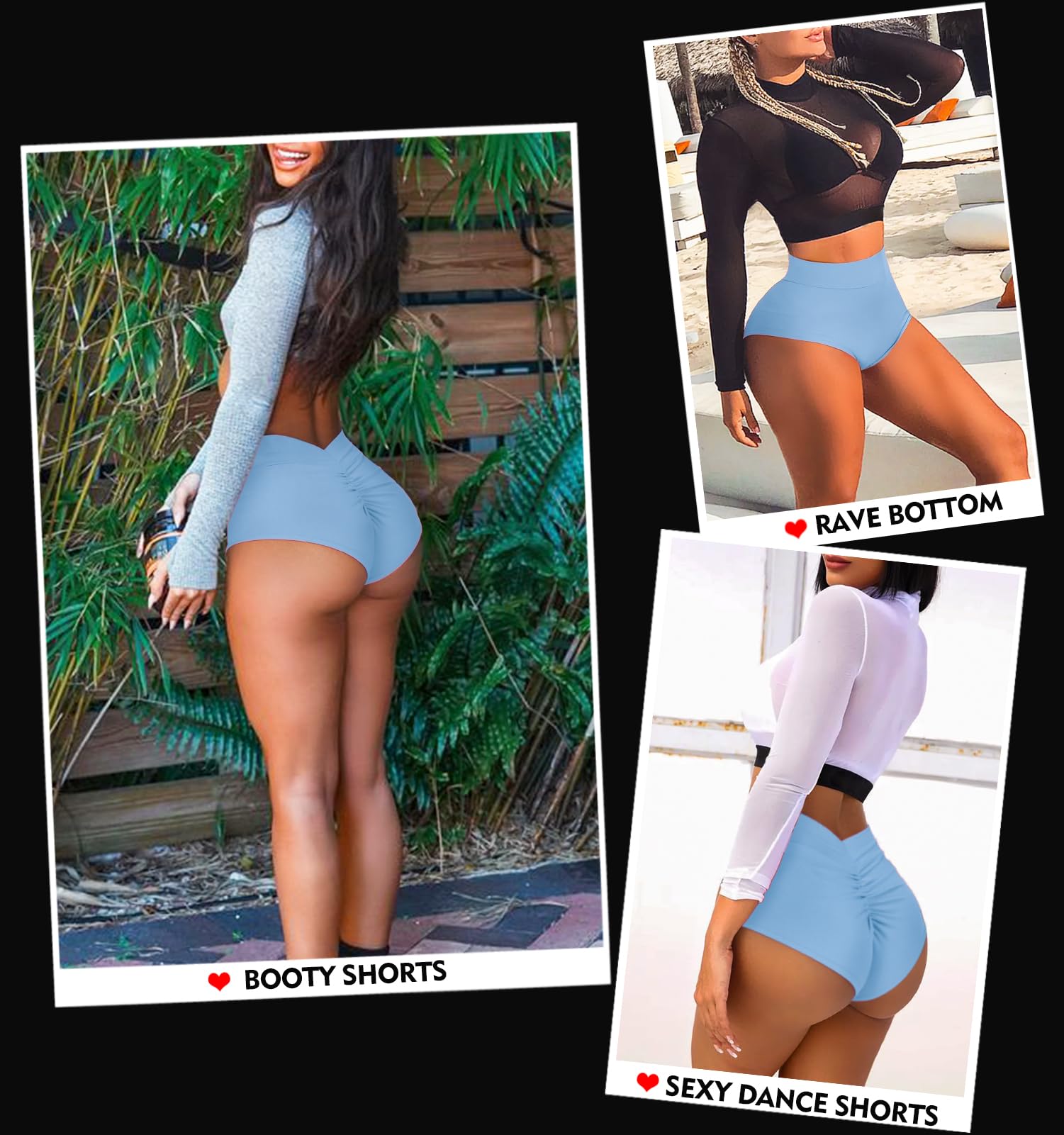Pantalones cortos de yoga para mujer, cintura alta, espalda en V, pantalones cortos de elastano para danza, levantamiento de glúteos, pantalones para rave