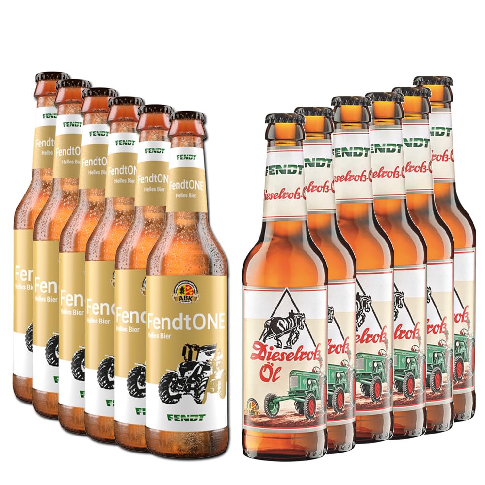 12er Fendt Bierpaket: 6x Dieselross-Öl 0,33 Liter und 6x Fendt One