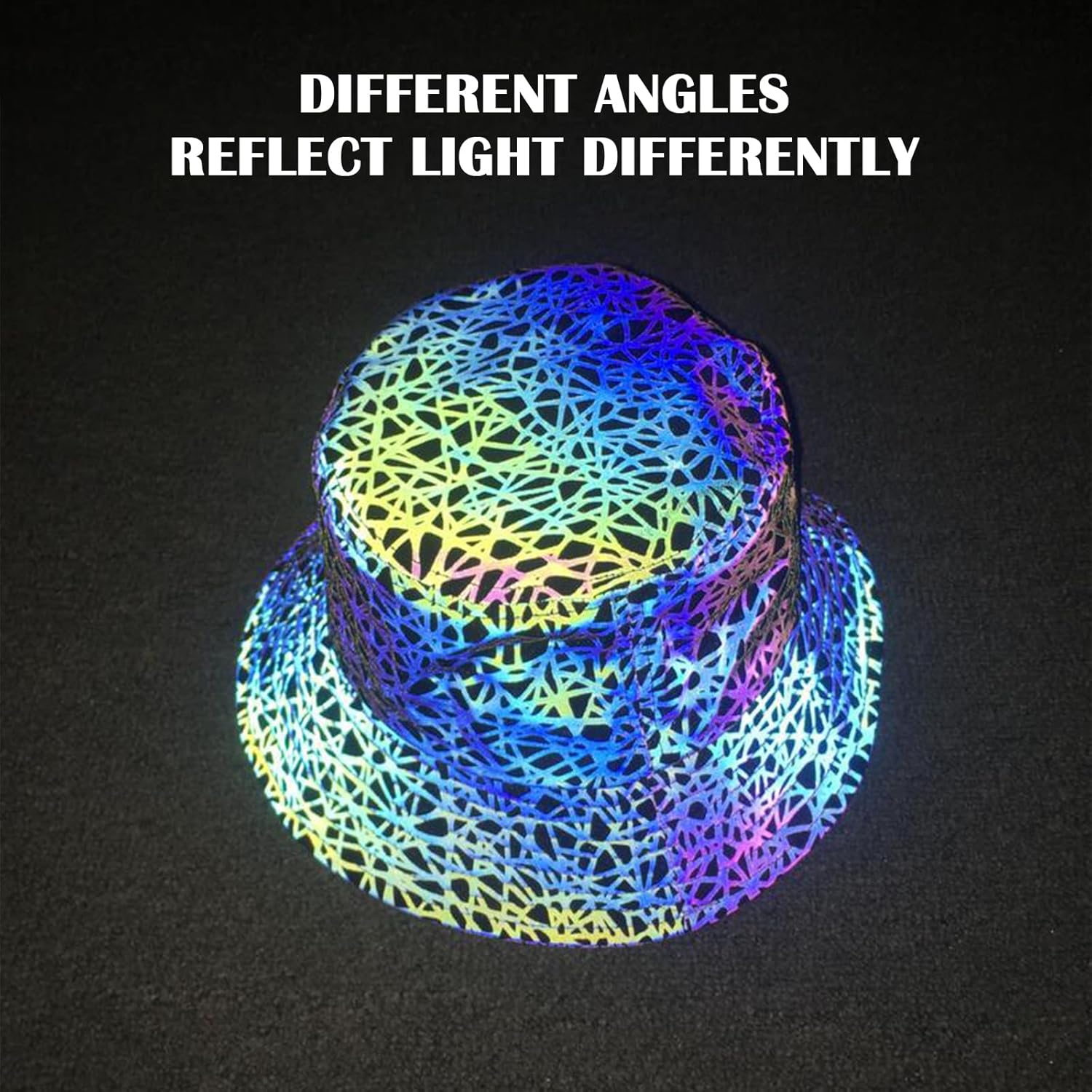 Reflective Bucket Hat for Men Women Rave Bucket Hats Night Fluorescent Fisherman Cap Unisex Casual Luminous Halloween - Image 4