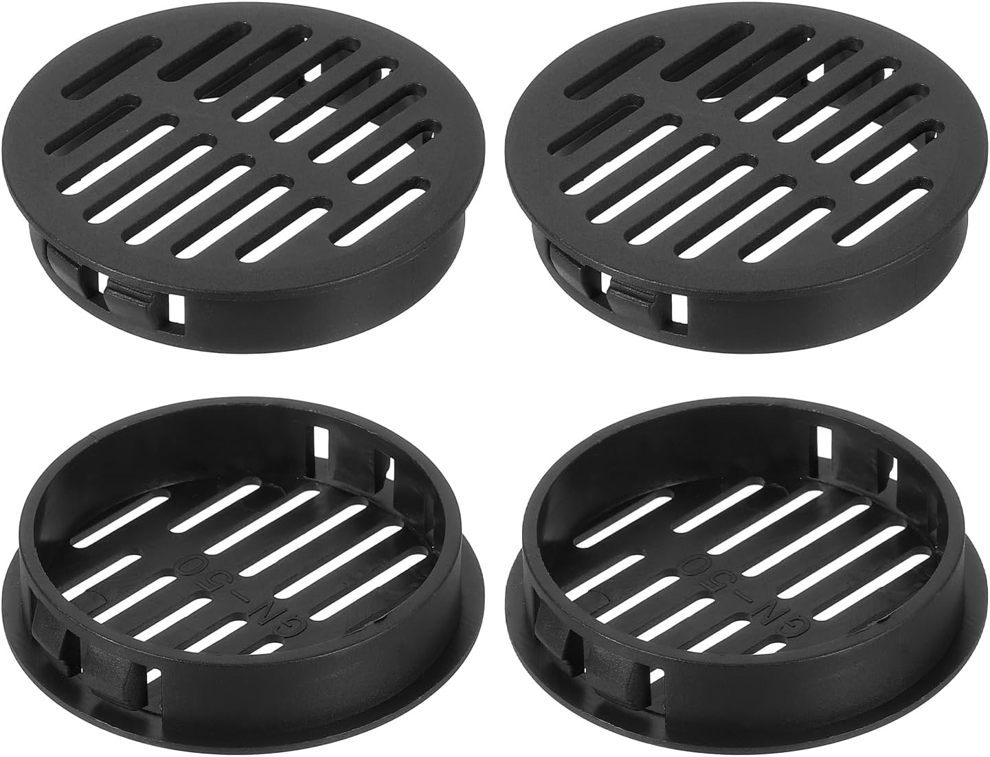 sourcing map Round Soffit Vents 2 inch, 4Pcs Black Plastic 50mm Soffit Vent Cover - Circular Air Vent Grille - Air Flows Easily for Bathroom Home, Office, Kitchen, Cabinet, Wardrobe