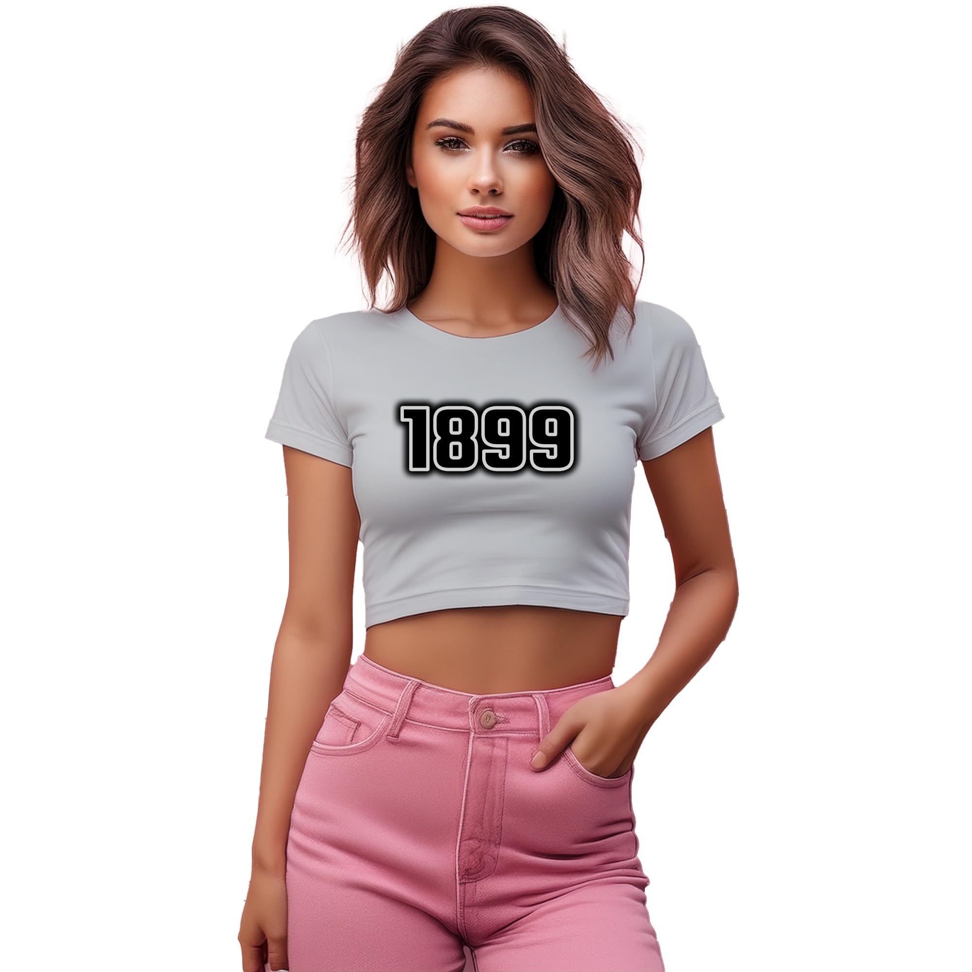 Crop top 1899 coupe ajustée coton stretch Melange Grey