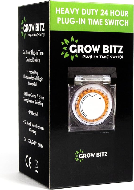 Heavy Duty 24 Hour Timer 220/240V 50Hz Hydroponics Grow Rooms UK Plug
