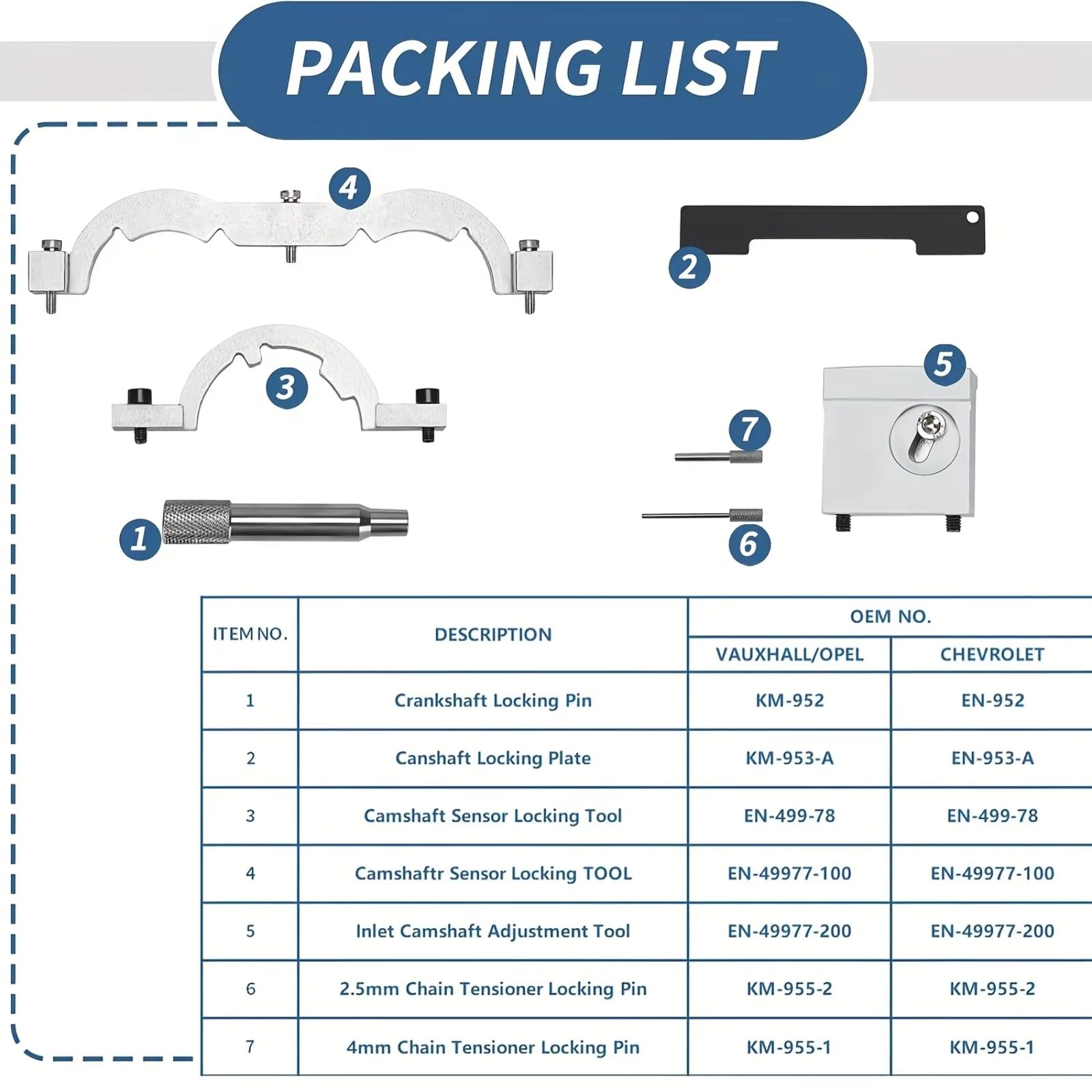 Strumento Bloccaggio Motore Compatibile con Chevy per Aveo 1.2 1.4L per Cruze per Orlando 1.4L 2011-2020 per Turbo Strumento di Fasatura del Motore Kit di Allineamento Albero A Camme