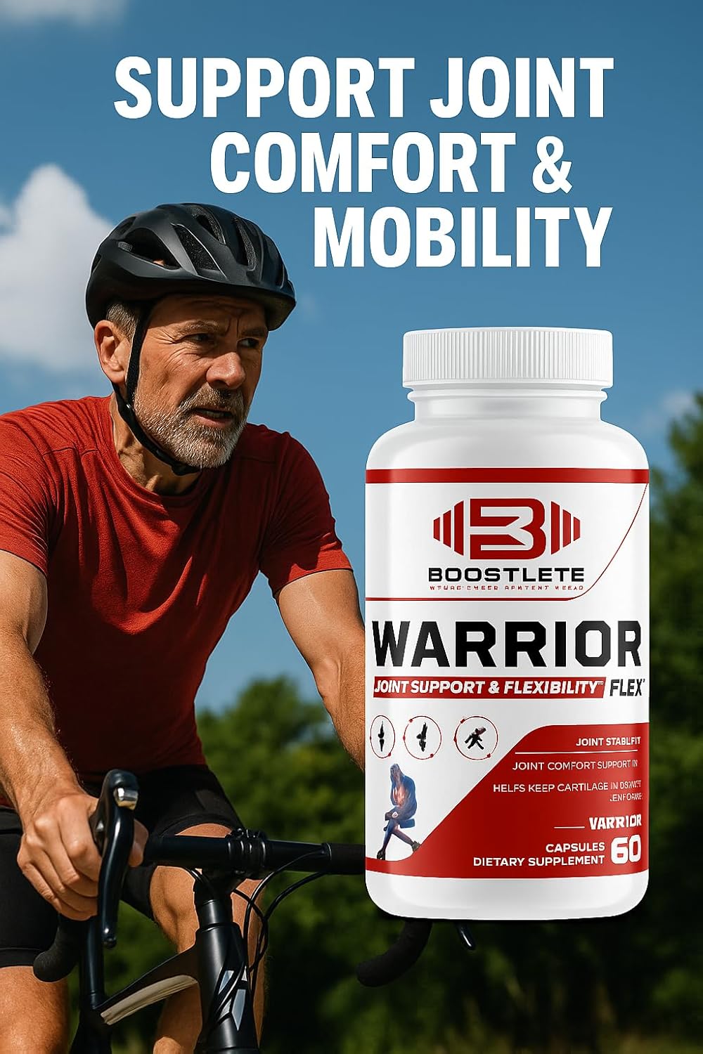 Warrior Flex Premium Joint Support Supplement – Glucosamine, Chondroitin, Turmeric & Boswellia – Promotes Joint Comfort, Flexibility & Mobility – Non-GMO, Gluten-Free, USA Made (60 Capsules)