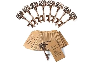 Chic DerBlue Wedding Party Favors: 60 Vintage Key Bottle Openers with Escort Tag Cards