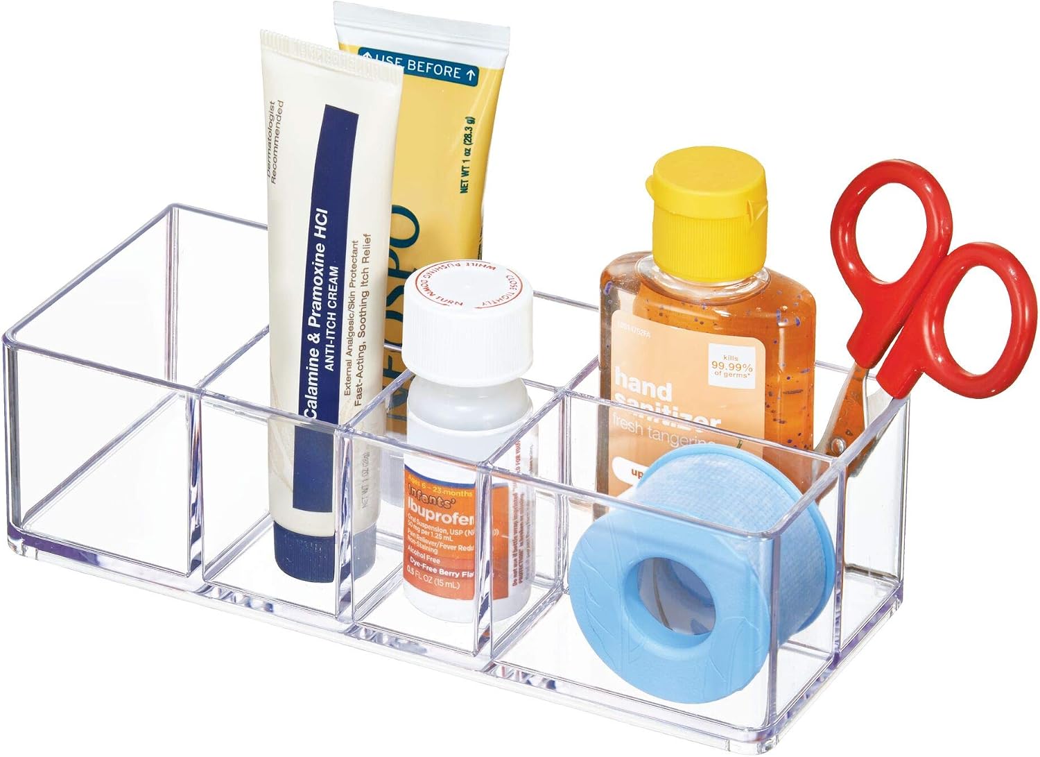 iDesign 1547 Med+ Bathroom Vanity Divided Organizer, Medication and Bathroom Accessory Organization, 7.1" x 3.1" x 5.1", Clear