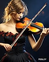 Vista 7 de Fesley Juego Completo de Violín: Kit de Violín Pulido 4/4 para Principiantes, Violín Acústico con Estuche Rígido, Kit de Inicio de Madera Maciza
