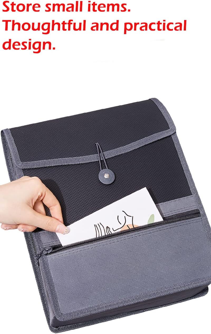 Expanding File Folder Document Organizer with Elastic Cord & Button Closure, 3.5" Expansion, Letter A4 Expandable File Folder with Zipper Closure for Home School Office Organization，4 Pack