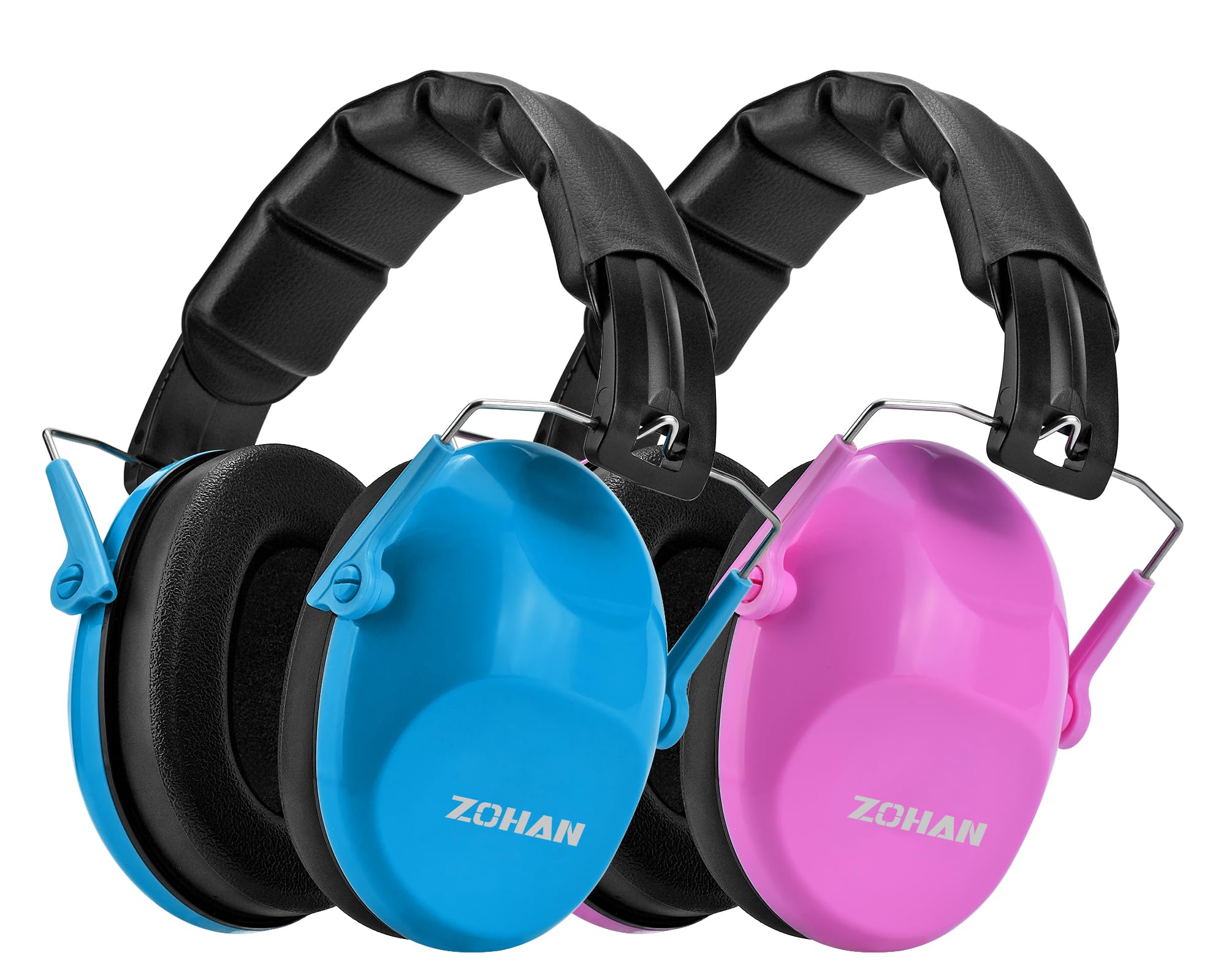 ZOHAN Kids Noise Cancelling Headphones - 25dB NRR Kids Ear Protection 2 Pack, Hearing Protection Safety Ear Muffs for School Monster Truck Fireworks Travel Studying Concerts Autism, Blue and Pink